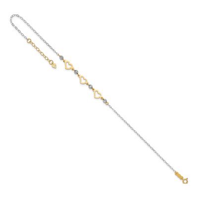 14K Two-Tone Gold Three Hearts Anklet – view 7