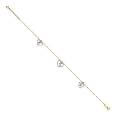 14K Two-Tone Gold Heart Dangle Anklet – view 3