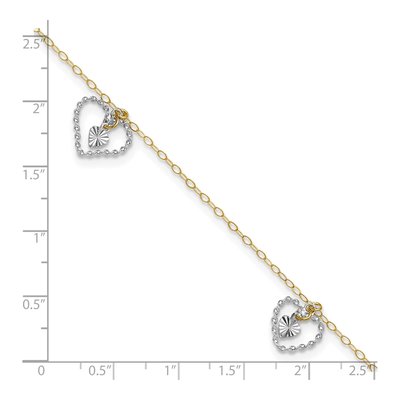 14K Two-Tone Gold Heart Dangle Anklet – view 5