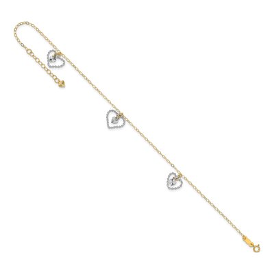 14K Two-Tone Gold Heart Dangle Anklet – view 8