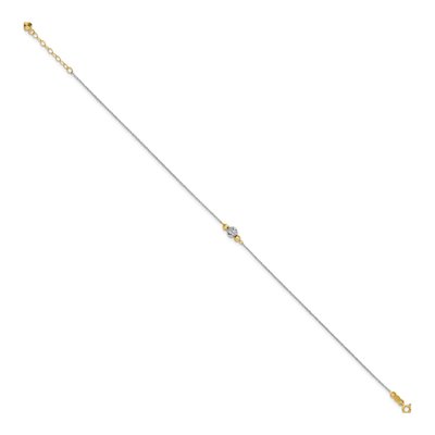 14K Two-Tone Gold Diamond-Cut Anklet – view 3