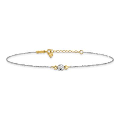 14K Two-Tone Gold Diamond-Cut Anklet – view 4