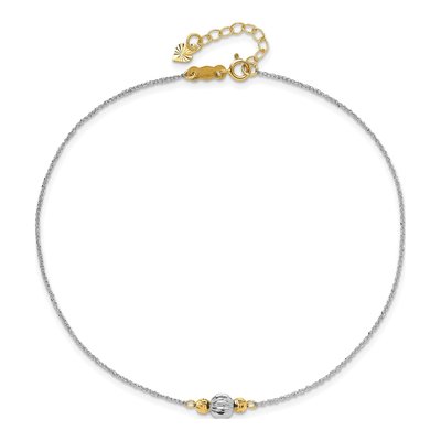 14K Two-Tone Gold Diamond-Cut Anklet – view 5