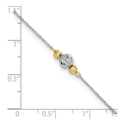 14K Two-Tone Gold Diamond-Cut Anklet – view 6