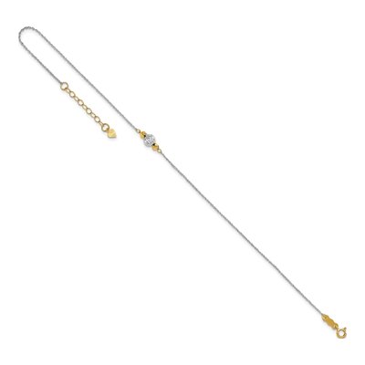 14K Two-Tone Gold Diamond-Cut Anklet – view 8