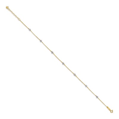 14K Two-Tone Gold Diamond-Cut Beaded Anklet – view 2