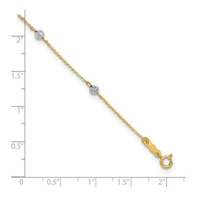 14K Two-Tone Gold Diamond-Cut Beaded Anklet – view 4
