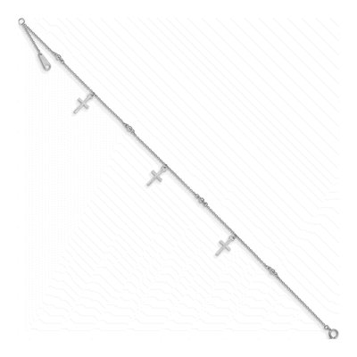 14K White Gold Diamond-Cut Cross Anklet – view 3