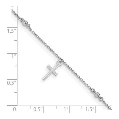 14K White Gold Diamond-Cut Cross Anklet – view 5