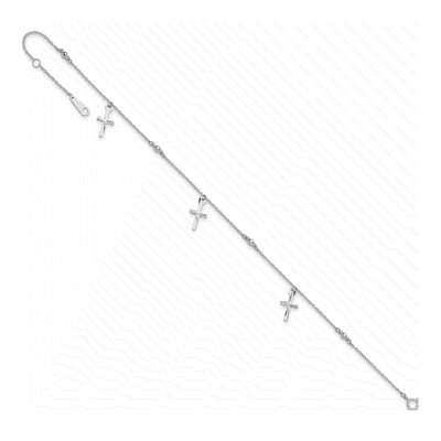 14K White Gold Diamond-Cut Cross Anklet – view 6