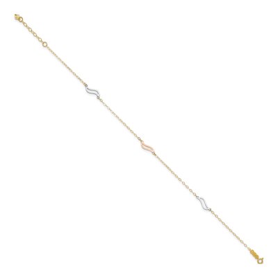 14K Tri-Color Gold Wavy Link Anklet – view 2
