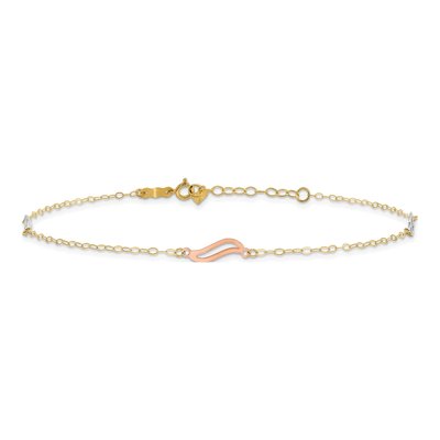 14K Tri-Color Gold Wavy Link Anklet – view 3