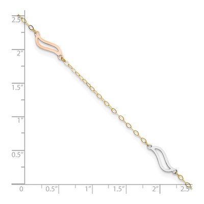 14K Tri-Color Gold Wavy Link Anklet – view 5