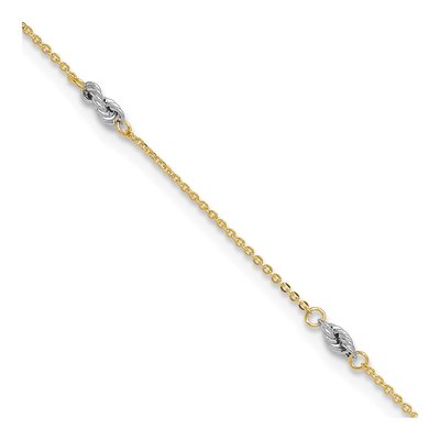 14K Two-Tone Gold Fancy Twist Anklet