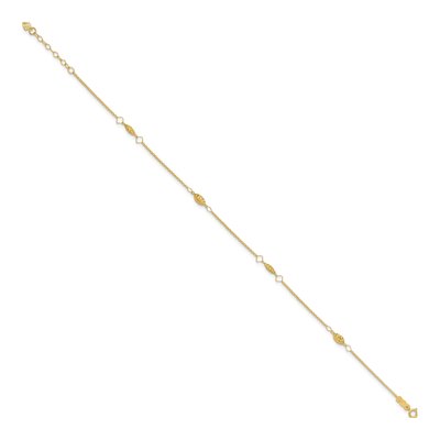 14K Yellow Gold Diamond-Cut Rice Anklet – view 3