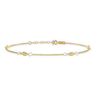 14K Yellow Gold Diamond-Cut Rice Anklet – view 4