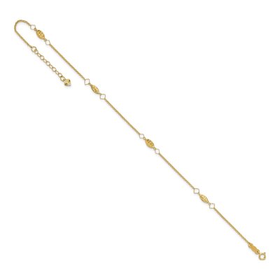 14K Yellow Gold Diamond-Cut Rice Anklet – view 8