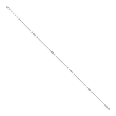 14K White Gold Diamond-Cut Puff Anklet – view 3