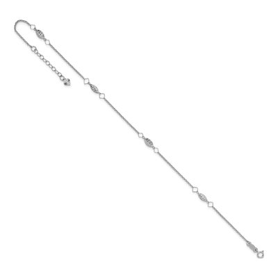 14K White Gold Diamond-Cut Puff Anklet – view 8
