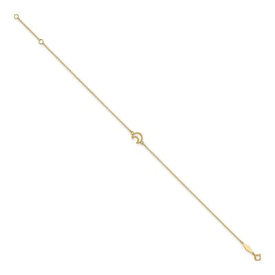 14K Yellow Gold Crescent Moon Anklet – view 3