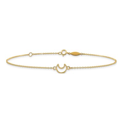 14K Yellow Gold Crescent Moon Anklet – view 4