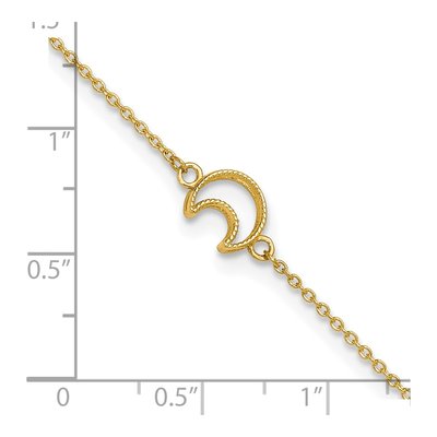 14K Yellow Gold Crescent Moon Anklet – view 5