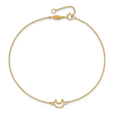 14K Yellow Gold Crescent Moon Anklet – view 6