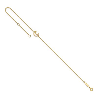 14K Yellow Gold Crescent Moon Anklet – view 8