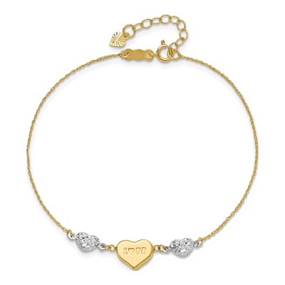 14K Two-Tone Gold Puffed LOVE Heart Bracelet – view 5