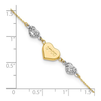 14K Two-Tone Gold Puffed LOVE Heart Bracelet – view 6