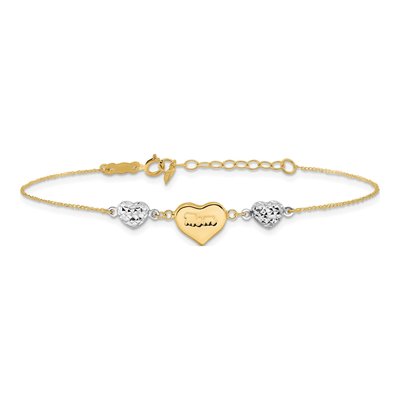 14K Two-Tone Gold MOM Heart Bracelet – view 4