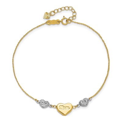 14K Two-Tone Gold MOM Heart Bracelet – view 5