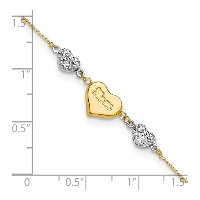 14K Two-Tone Gold MOM Heart Bracelet – view 6