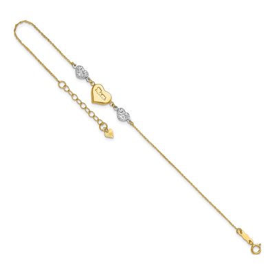 14K Two-Tone Gold MOM Heart Bracelet – view 8
