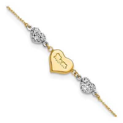 14K Two-Tone Gold MOM Heart Bracelet