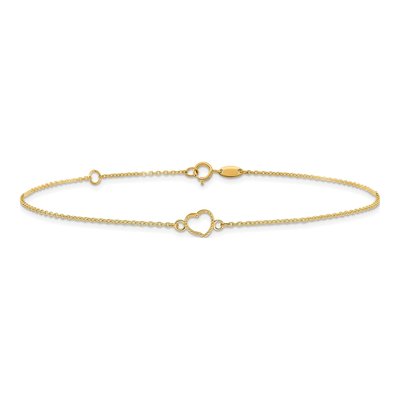 14K Yellow Gold Open Heart Anklet – view 4