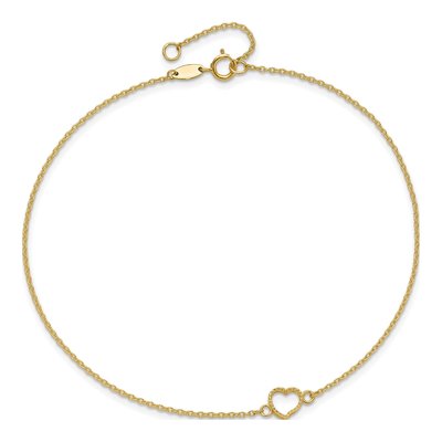 14K Yellow Gold Open Heart Anklet – view 5