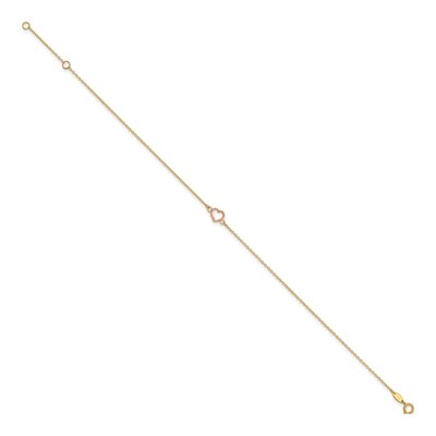 14K Two-Tone Gold Open Heart Anklet – view 3
