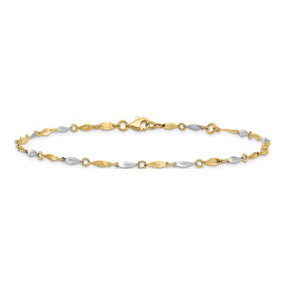 14K Two-Tone Gold Twisted Link Anklet – view 4