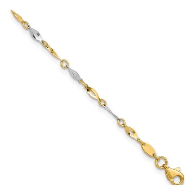14K Two-Tone Gold Twisted Link Anklet