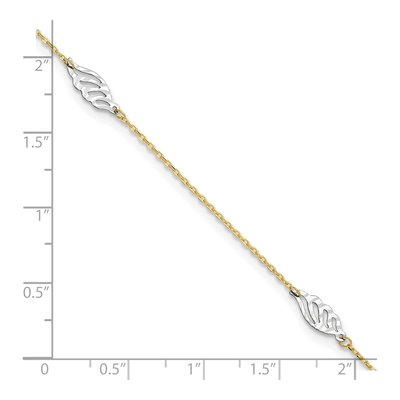14K Two-Tone Gold Diamond-Cut Leaf Anklet – view 5