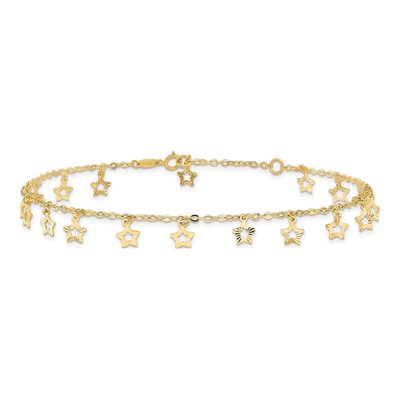 14K Yellow Gold Star Dangle Anklet – view 4