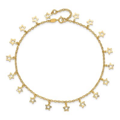 14K Yellow Gold Star Dangle Anklet – view 5