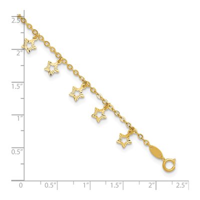 14K Yellow Gold Star Dangle Anklet – view 6