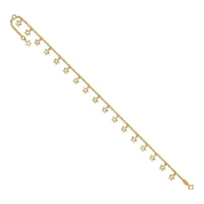 14K Yellow Gold Star Dangle Anklet – view 8