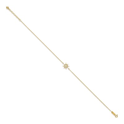 14K Yellow Gold Ships Wheel Anklet – view 3