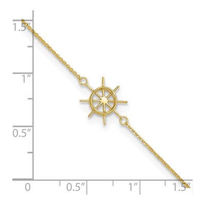 14K Yellow Gold Ships Wheel Anklet – view 6