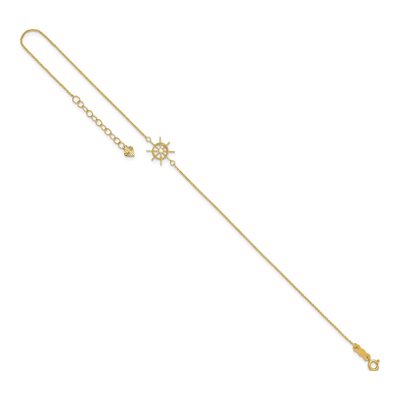 14K Yellow Gold Ships Wheel Anklet – view 8