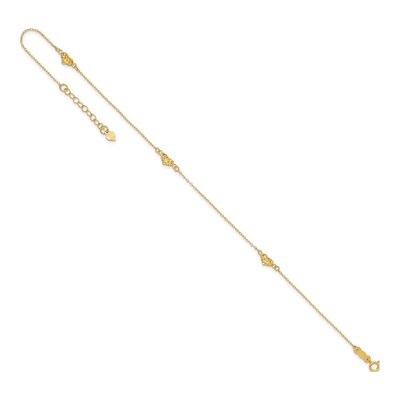 14K Yellow Gold Puffed Hearts Anklet – view 5