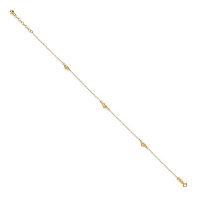 14K Yellow Gold Triple Puffed Hearts Anklet – view 3